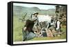 Cowboys Playing Cards-null-Framed Stretched Canvas
