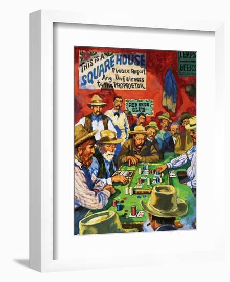 Cowboys Playing Faro in a Saloon-Harry Green-Framed Giclee Print