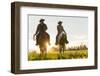 Cowboys Riding across Grassland with Moutains Behind, Early Morning, British Colombia, B.C., Canada-Peter Adams-Framed Photographic Print