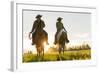 Cowboys Riding across Grassland with Moutains Behind, Early Morning, British Colombia, B.C., Canada-Peter Adams-Framed Photographic Print