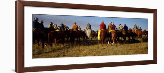 Cowboys Riding Horses in a Field-null-Framed Photographic Print