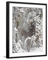 Cowboys Riding in Autumn Aspens with a Fresh Snowfall-Terry Eggers-Framed Photographic Print