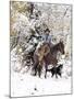 Cowboys Riding in Autumn Aspens with a Fresh Snowfall-Terry Eggers-Mounted Photographic Print