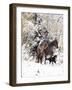 Cowboys Riding in Autumn Aspens with a Fresh Snowfall-Terry Eggers-Framed Photographic Print