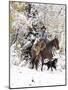 Cowboys Riding in Autumn Aspens with a Fresh Snowfall-Terry Eggers-Mounted Photographic Print