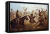 Cowboys Roping a Bear-James Walker-Framed Stretched Canvas