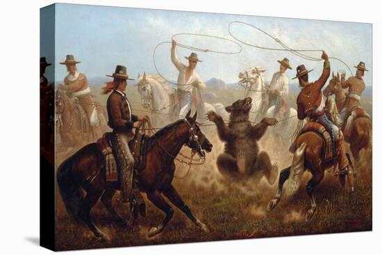 Cowboys Roping a Bear-James Walker-Stretched Canvas