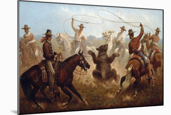 Cowboys Roping a Bear-James Walker-Mounted Giclee Print