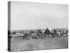 Cowboys Sitting around Chuckwagon Photograph - Belle Fourche, SD-Lantern Press-Stretched Canvas