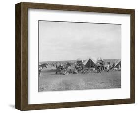 Cowboys Sitting around Chuckwagon Photograph - Belle Fourche, SD-Lantern Press-Framed Art Print