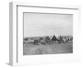 Cowboys Sitting around Chuckwagon Photograph - Belle Fourche, SD-Lantern Press-Framed Art Print