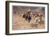 Cowboys Trying to Check a Cattle Stampede-W.r. Leigh-Framed Photographic Print