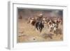 Cowboys Trying to Check a Cattle Stampede-W.r. Leigh-Framed Photographic Print