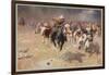 Cowboys Trying to Check a Cattle Stampede-W.r. Leigh-Framed Photographic Print