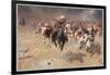 Cowboys Trying to Check a Cattle Stampede-W.r. Leigh-Framed Photographic Print