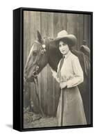 Cowgirl and Horse-null-Framed Stretched Canvas
