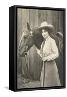 Cowgirl and Horse-null-Framed Stretched Canvas