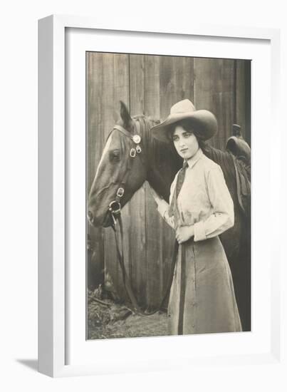 Cowgirl and Horse-null-Framed Art Print