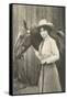 Cowgirl and Horse-null-Framed Stretched Canvas