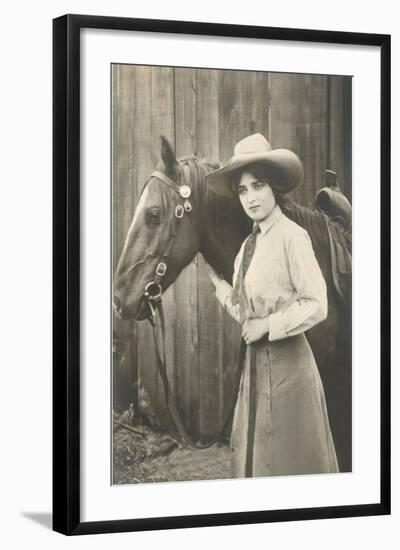 Cowgirl and Horse-null-Framed Art Print