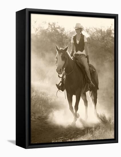 Cowgirl, Apache Spirit Ranch, Tombstone, Arizona, USA MR-Christian Heeb-Framed Stretched Canvas