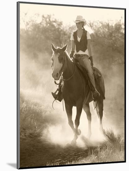 Cowgirl, Apache Spirit Ranch, Tombstone, Arizona, USA MR-Christian Heeb-Mounted Premium Photographic Print