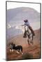 Cowgirl at Full Gallop with Cowdogs Leading Way-Terry Eggers-Mounted Photographic Print