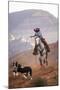 Cowgirl at Full Gallop with Cowdogs Leading Way-Terry Eggers-Mounted Photographic Print