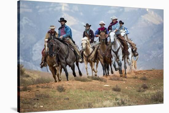 Cowgirl & Cowboy at Full Gallop-Terry Eggers-Stretched Canvas