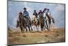 Cowgirl & Cowboy at Full Gallop-Terry Eggers-Mounted Photographic Print
