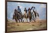 Cowgirl & Cowboy at Full Gallop-Terry Eggers-Framed Photographic Print