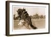 Cowgirl Falling from Bronco-null-Framed Art Print