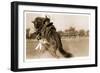 Cowgirl Falling from Bronco-null-Framed Art Print