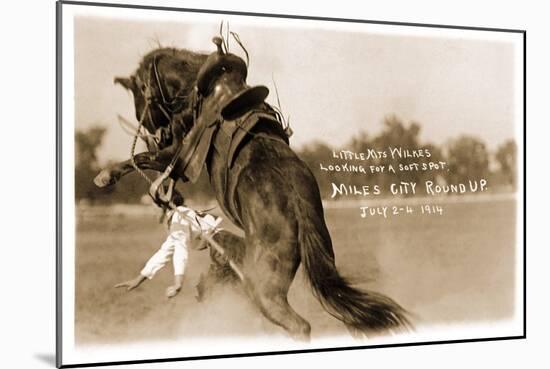 Cowgirl Falling from Bronco-null-Mounted Art Print