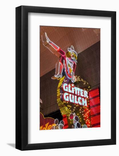 Cowgirl Glitter Gulch Neon Sign-Michael DeFreitas-Framed Photographic Print