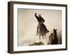 Cowgirl Lassoing on the Range-DLILLC-Framed Premium Photographic Print