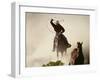 Cowgirl Lassoing on the Range-DLILLC-Framed Premium Photographic Print