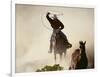 Cowgirl Lassoing on the Range-DLILLC-Framed Premium Photographic Print