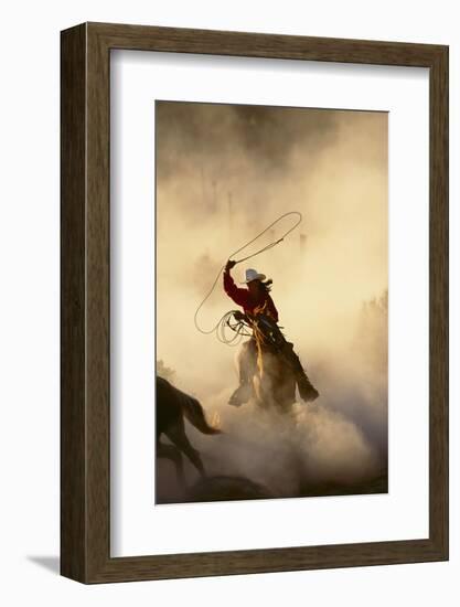 Cowgirl Lassoing on the Range-DLILLC-Framed Photographic Print