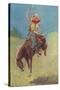 Cowgirl on Bucking Horse Painting-null-Stretched Canvas