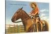 Cowgirl on Horse-null-Stretched Canvas