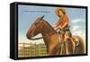 Cowgirl on Horse-null-Framed Stretched Canvas