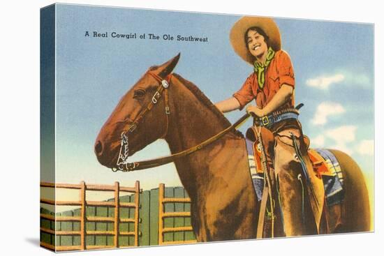 Cowgirl on Horse-null-Stretched Canvas