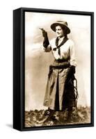 Cowgirl Pointing Gun-null-Framed Stretched Canvas