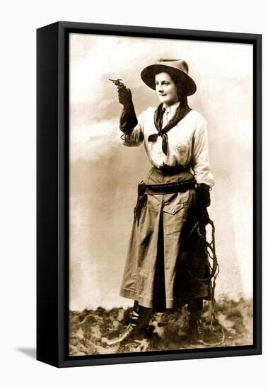 Cowgirl Pointing Gun-null-Framed Stretched Canvas