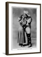 Cowgirl Portrait - Caroline May Blaney with a Young Buffalo Man-Lantern Press-Framed Art Print