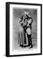 Cowgirl Portrait - Caroline May Blaney with a Young Buffalo Man-Lantern Press-Framed Art Print