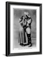 Cowgirl Portrait - Caroline May Blaney with a Young Buffalo Man-Lantern Press-Framed Art Print