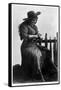 Cowgirl Portrait - Miss F G Kimberley Cutting an Apple-Lantern Press-Framed Stretched Canvas