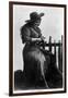 Cowgirl Portrait - Miss F G Kimberley Cutting an Apple-Lantern Press-Framed Art Print